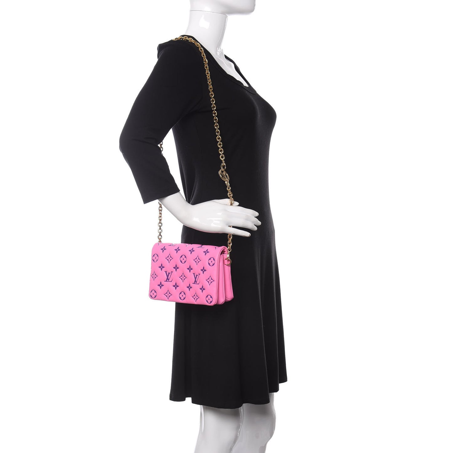 Lambskin Embossed Monogram Vuittamins Pochette Coussin Rose Violet