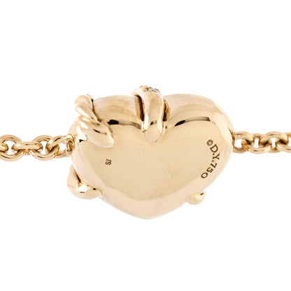 David Yurman 18K Yellow Gold Diamond Le Petit Coeur Sculpted Heart Chain Bracelet 4 of 4