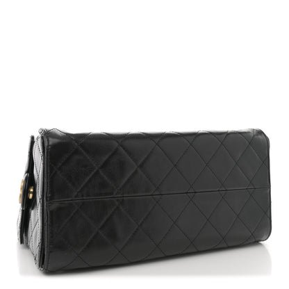 Chanel Shiny Crumpled Calfskin Quilted Small Chanel 25 Handbag Black 3 of 10