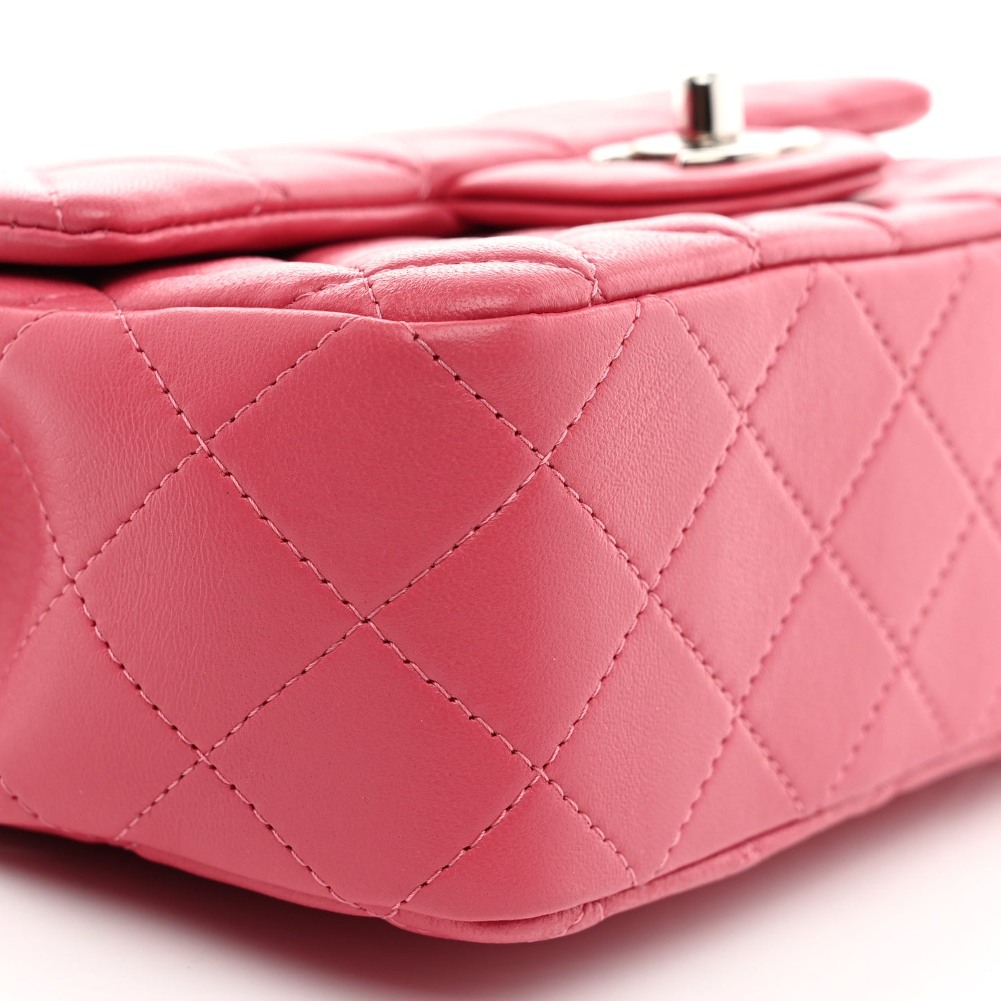 Lambskin Quilted Mini Rectangular Flap Pink