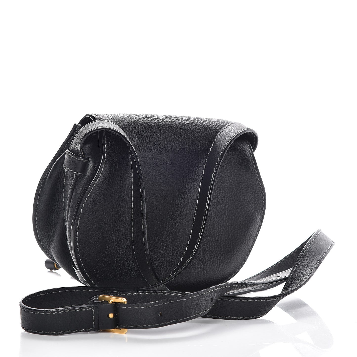 Calfskin Mini Marcie Round Crossbody Bag Black