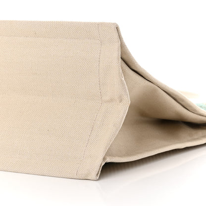 Saint Laurent Cotton Linen Calfskin Striped Rive Gauche Tote Water Green 10 of 12