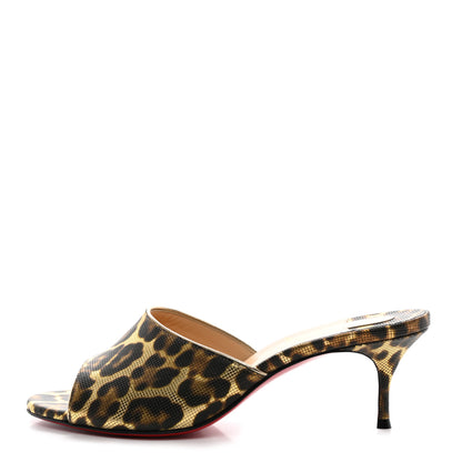 Christian Louboutin Metallic Calfskin Coins Leopard Print East 55 Mule 38 Gold Silver 1 of 8