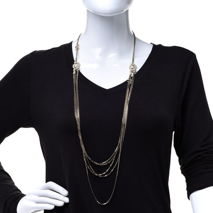 Chanel Crystal Pearl Chain CC Multi Strand Necklace Gold 2 of 7