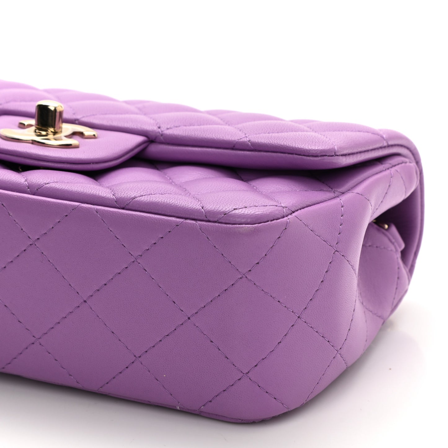Lambskin Quilted Mini Rectangular Flap Purple