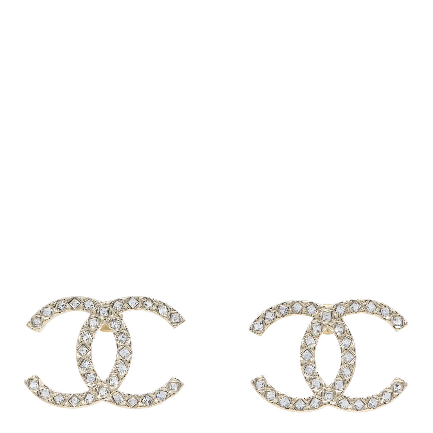 Chanel Baguette Crystal High Society CC Earrings Gold 1 of 3