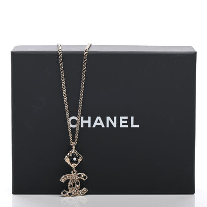 Chanel Crystal Pearl CC Candy Camellia Necklace Gold Black 5 of 5