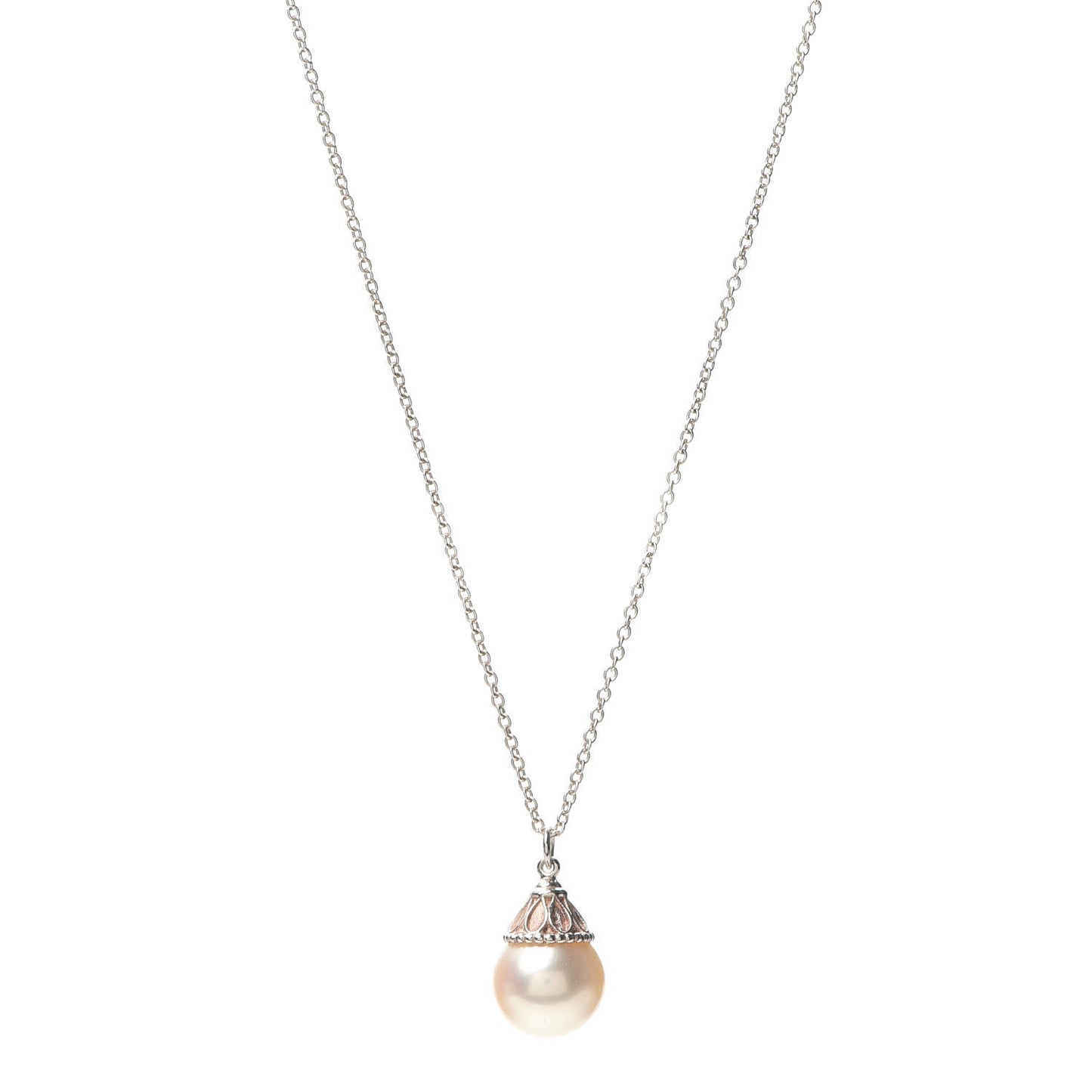 Sterling Silver Pearl Ziegfeld Drop Pendant Necklace