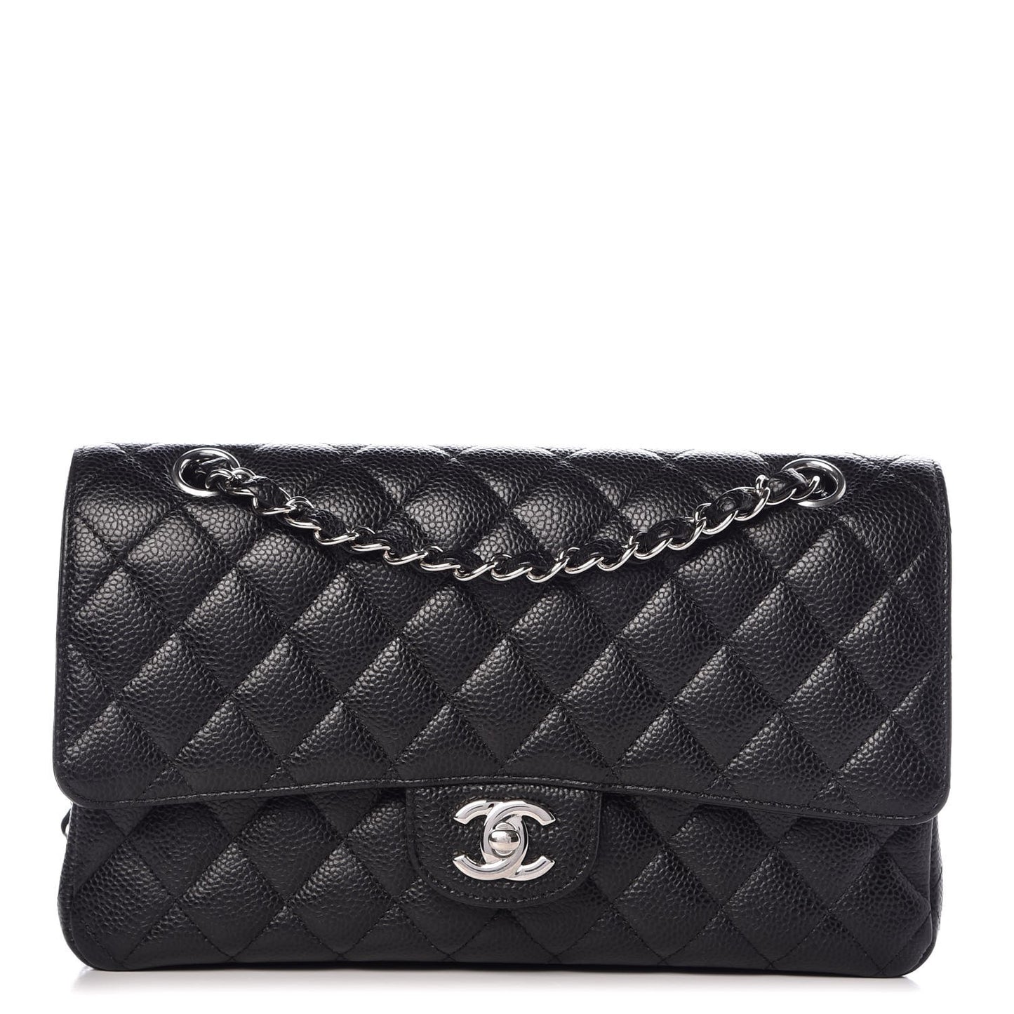 Caviar Quilted Medium Double Flap Black