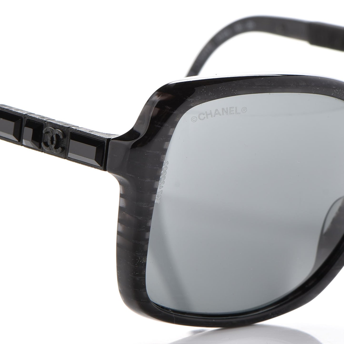 Baguette Crystal Polarized Square Sunglasses 5308-B Black