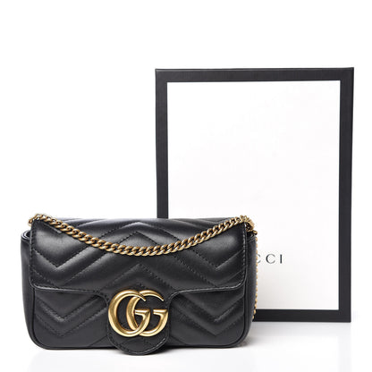 Gucci Calfskin Matelasse Super Mini GG Marmont Shoulder Bag Black 13 of 13