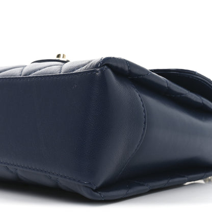 Chanel Lambskin Quilted Small Top Handle Square Flap Navy Blue 10 of 11