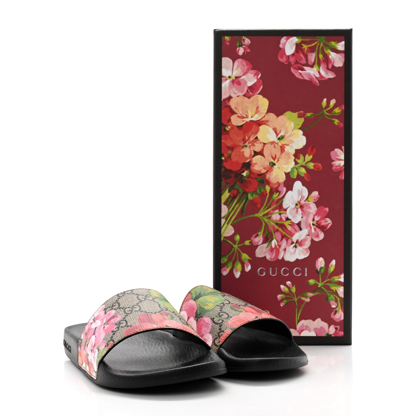 GG Supreme Monogram Blooms Slide Sandals 36 Beige Multicolor