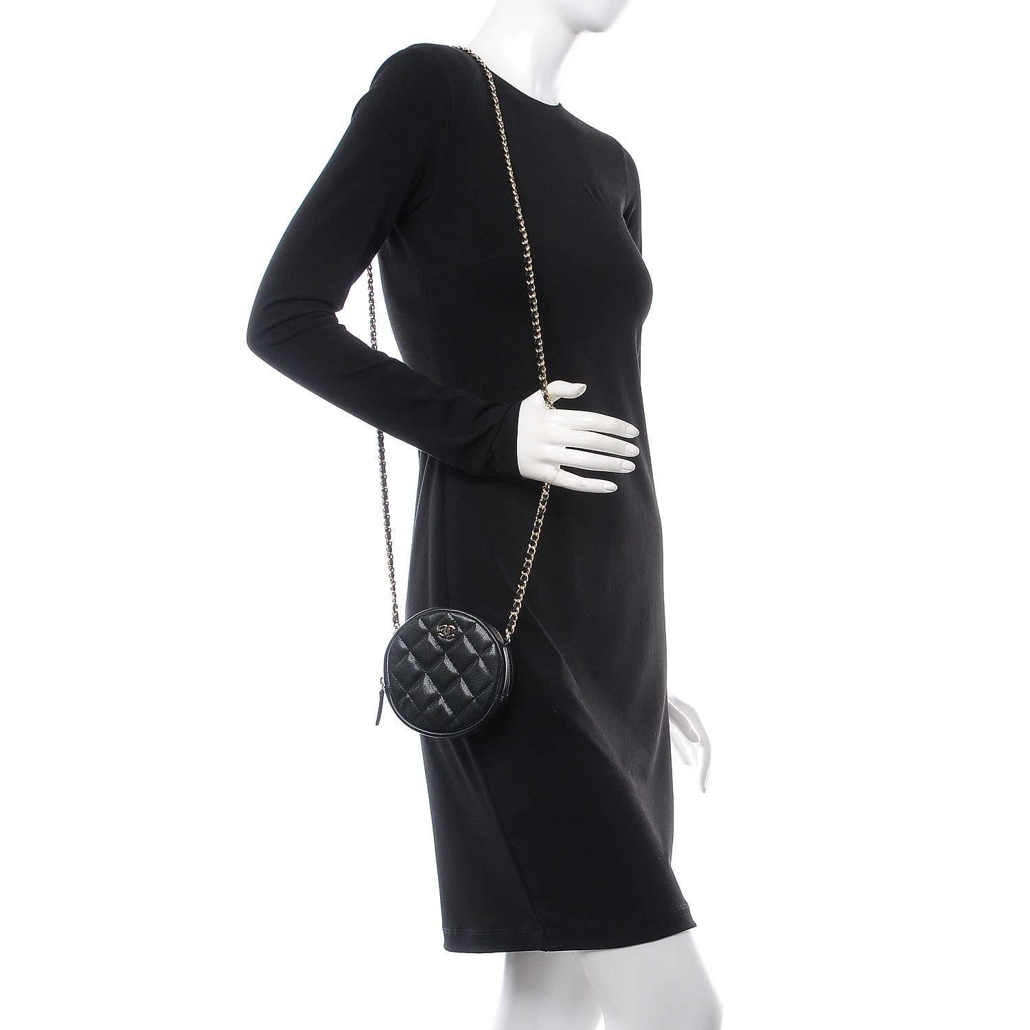 Chanel Caviar Quilted Round Clutch With Chain Black 2 of 8