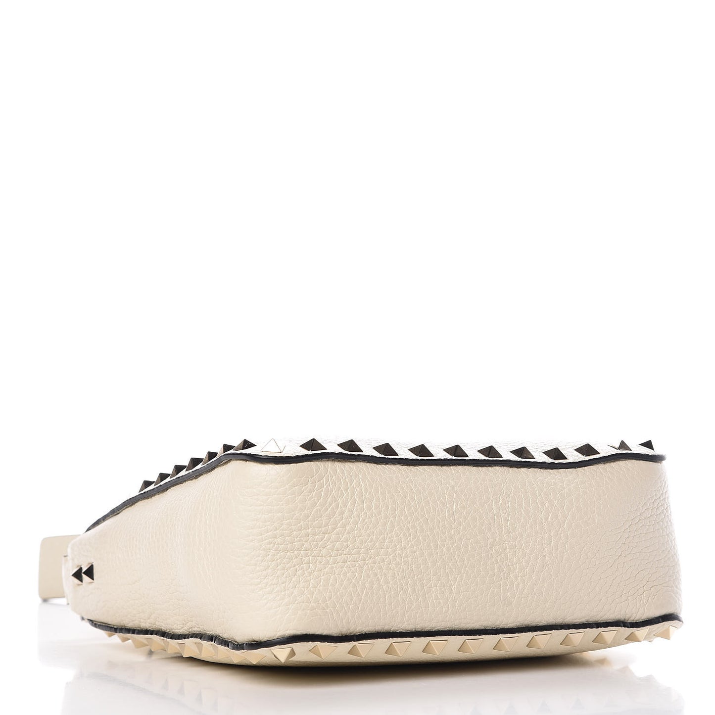 Pebbled Calfskin Mini Rockstud Flip-Lock Messenger Bag Light Ivory