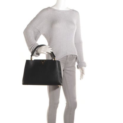 Louis Vuitton Taurillon Capucines MM Black 2 of 8