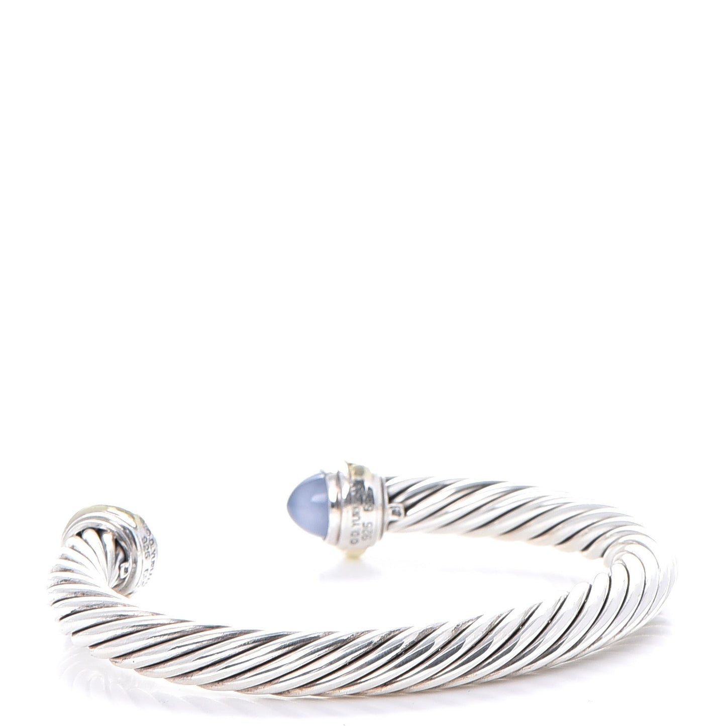 Sterling Silver 14K Yellow Gold Chalcedony 7mm Cable Classics Bracelet