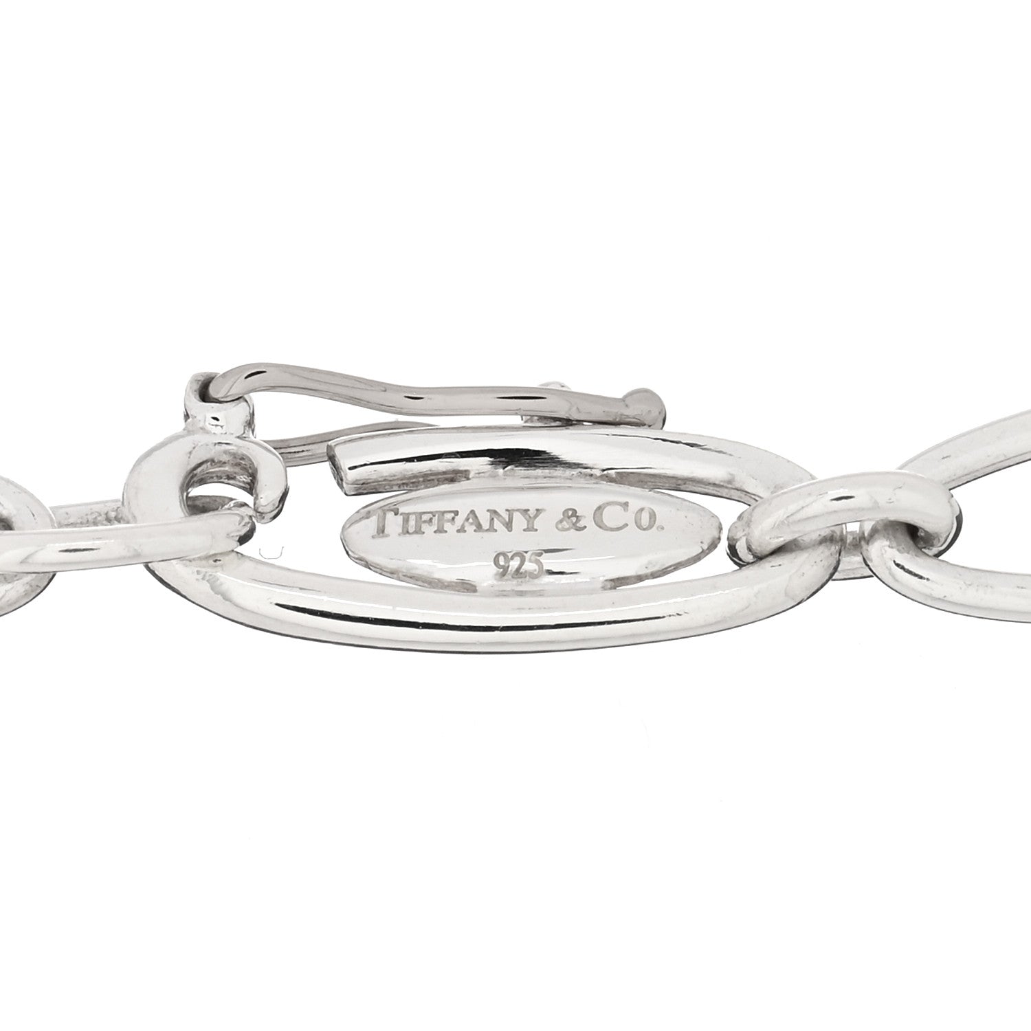 Tiffany Sterling Silver Elsa Peretti Open Heart Oval Link Charm Bracelet 3 of 4