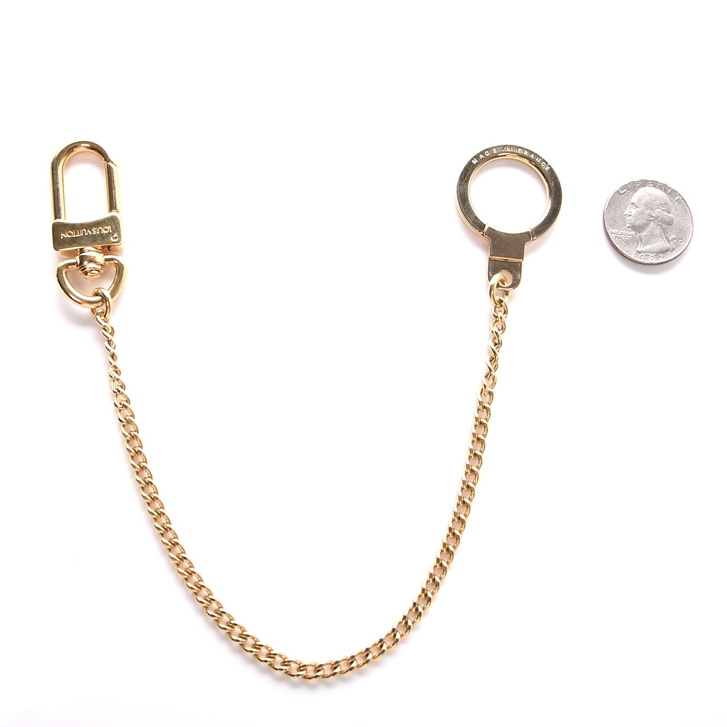 Louis Vuitton Metal Pochette Extender Key Ring Chain Gold 2 of 4