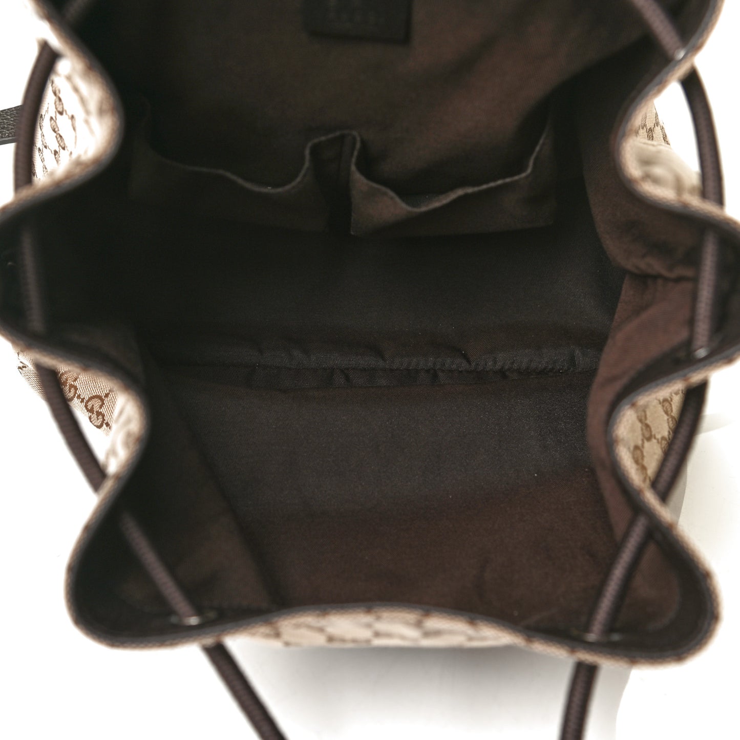 Monogram Dollar Calfskin O Drawstring Backpack Beige Ebony Testa di Moro Dark Chocolate