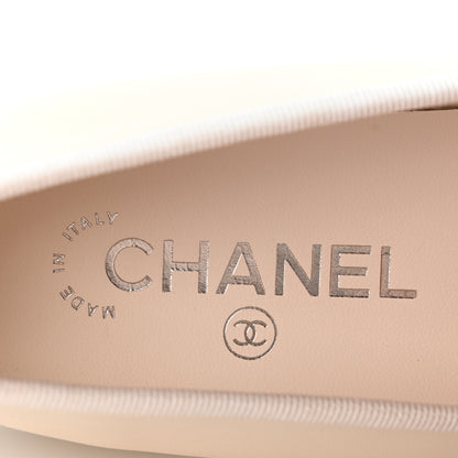 Chanel Lambskin Cap Toe CC Ballerina Flats 39 White Black 8 of 10