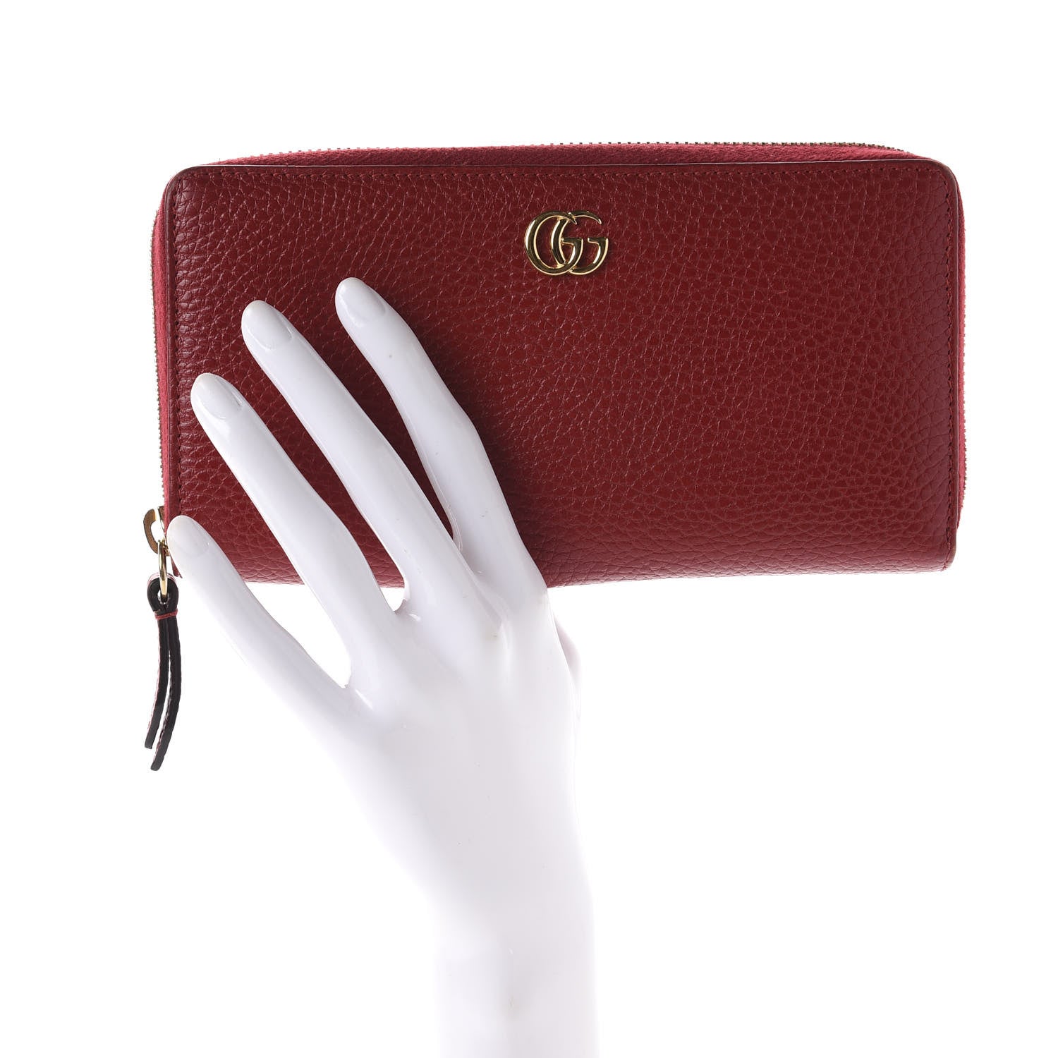 Gucci Dollar Calfskin GG Marmont Zip Around Wallet Hibiscus Red 2 of 12