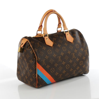 Louis Vuitton Monogram My LV Heritage Speedy 30 Blue Orange 3 of 8
