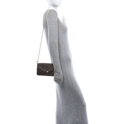 Louis Vuitton Damier Ebene Pochette Felicie Chain Wallet 2 of 10