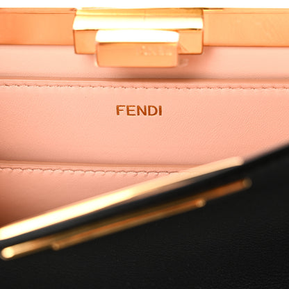 Fendi Vitello Seta Shiny Nappa Medium Peekaboo I SEE U Satchel Black Light Rose 6 of 9