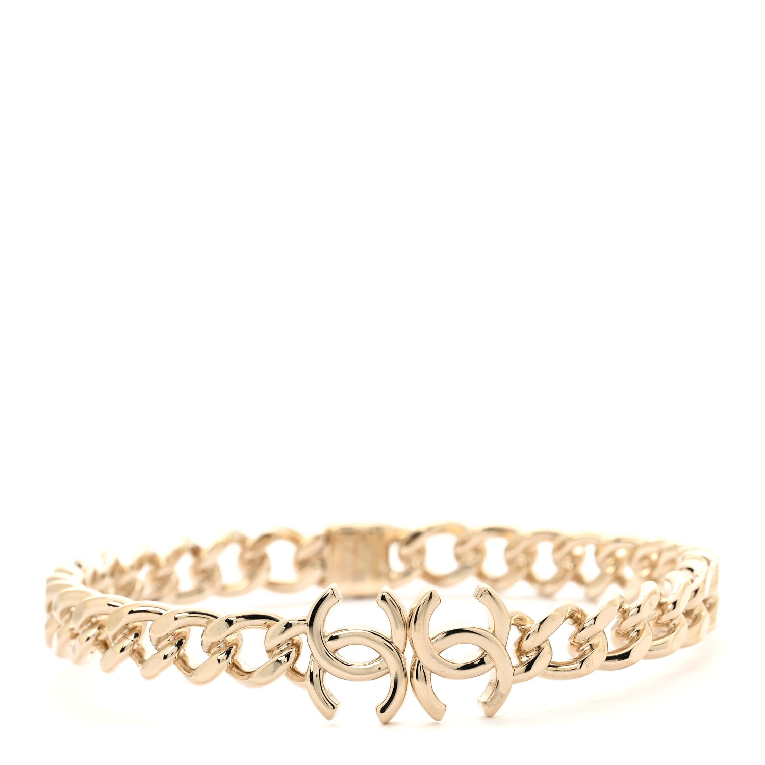 Chanel Metal CC Chain Link Choker Necklace M Gold 1 of 5