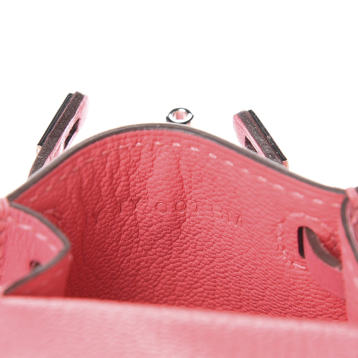Hermes Tadelakt Mini Kelly Twilly Bag Charm Rose Lipstick 5 of 6