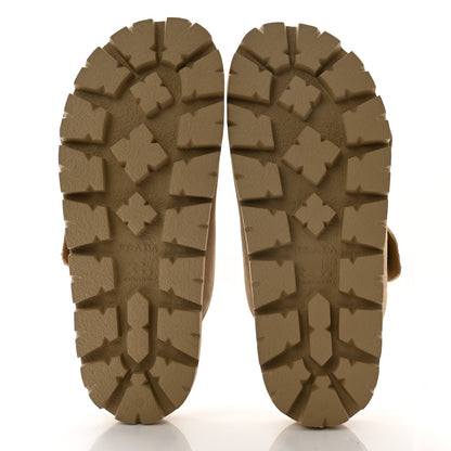 Prada Suede Buckle Slide Sandals 38 Ecru 5 of 10