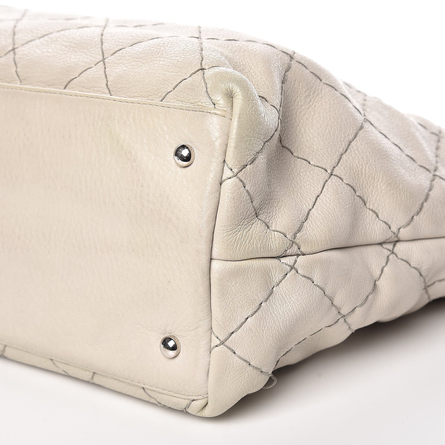 Glazed Calfskin Large On The Road Tote Light Grey
