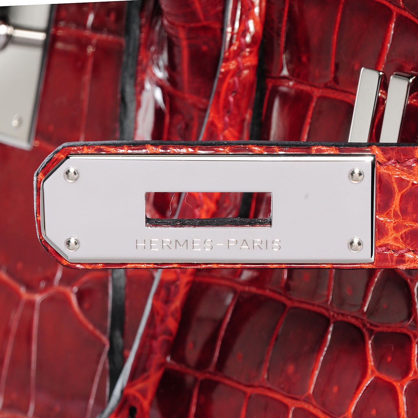 Shiny Porosus Crocodile Birkin 35 Rouge H