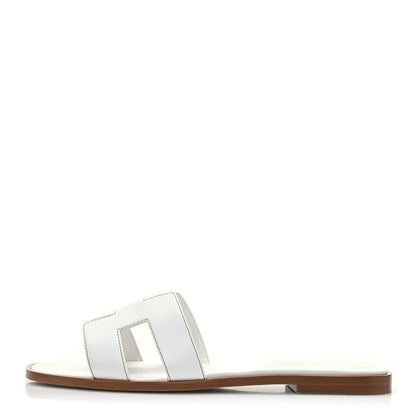Hermes Box Calfskin Oran Sandals 39 White 1 of 9