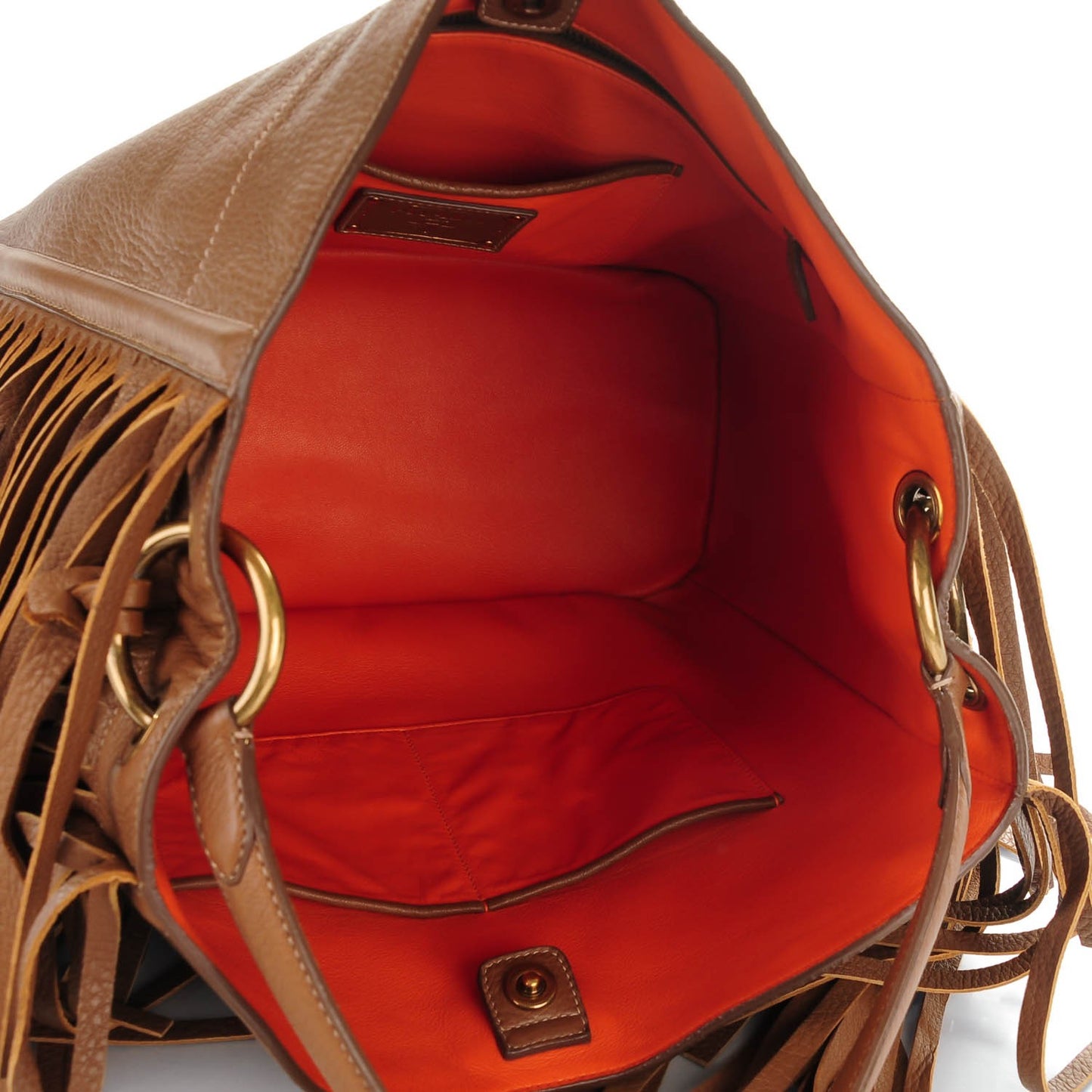 Cervo Deerskin Fringe Hobo Cammello