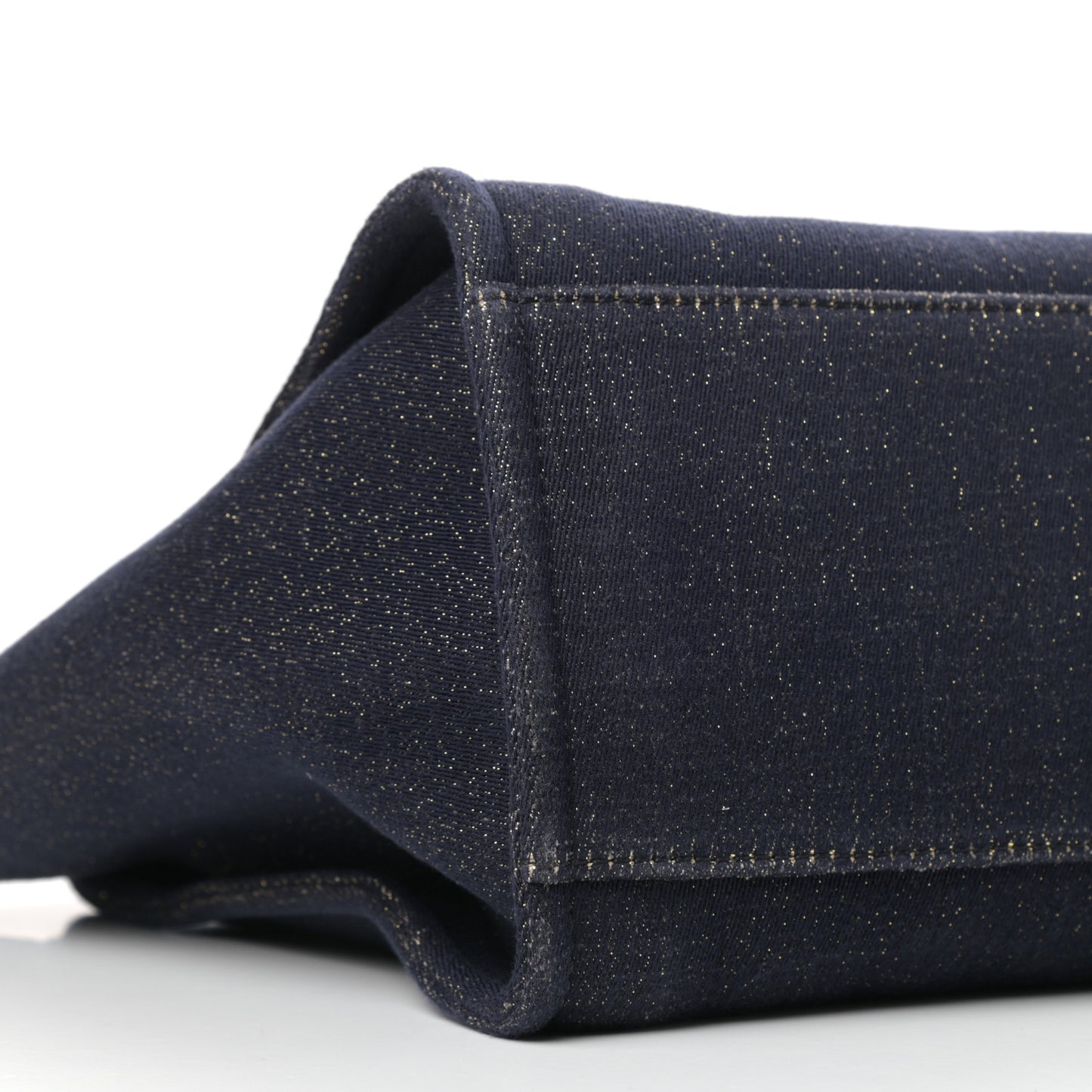 Lurex Canvas Medium Deauville Tote Navy Blue Gold