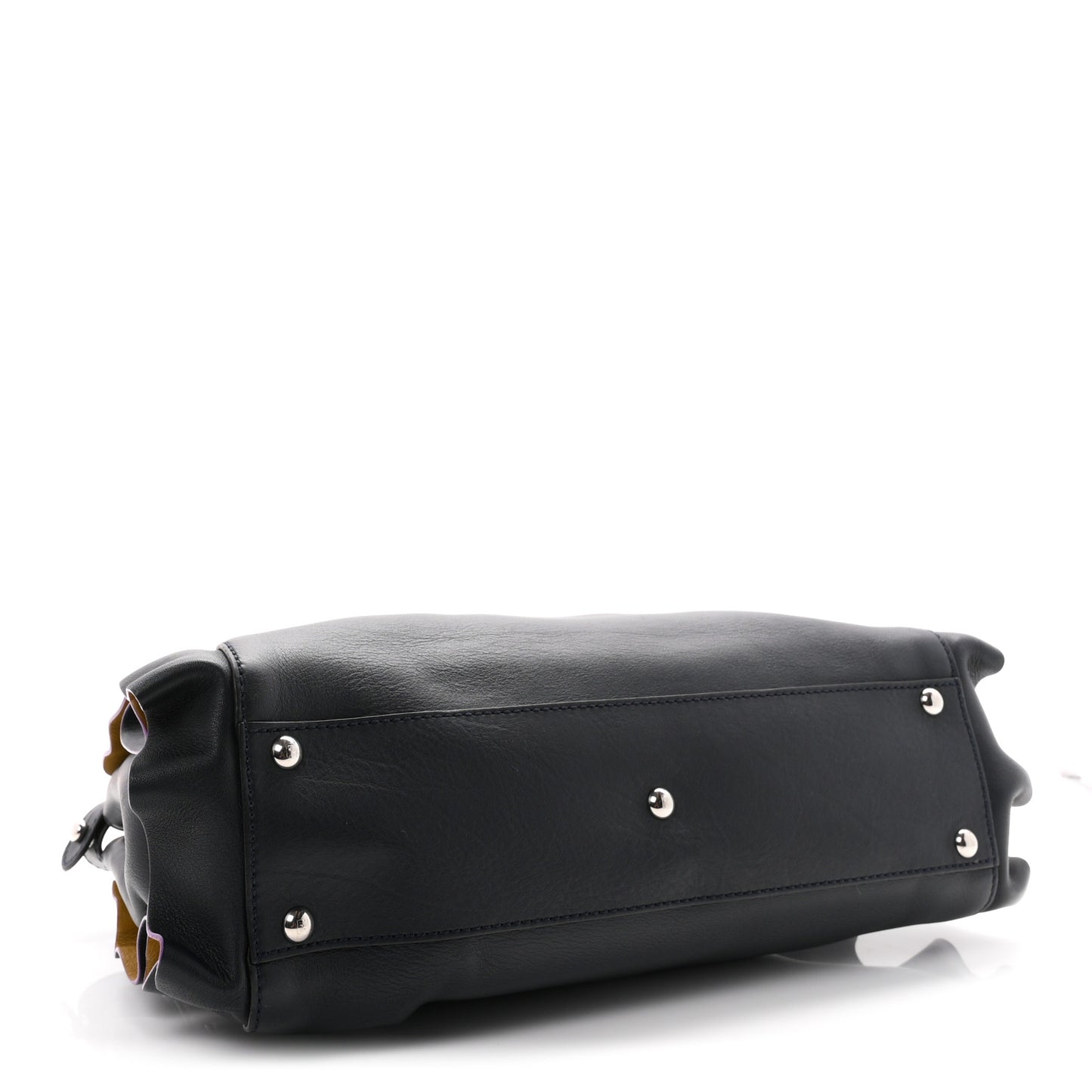 Vitello Seta Waves Bi-Color Medium Peekaboo Iconic Satchel Blue Notte Mostarda