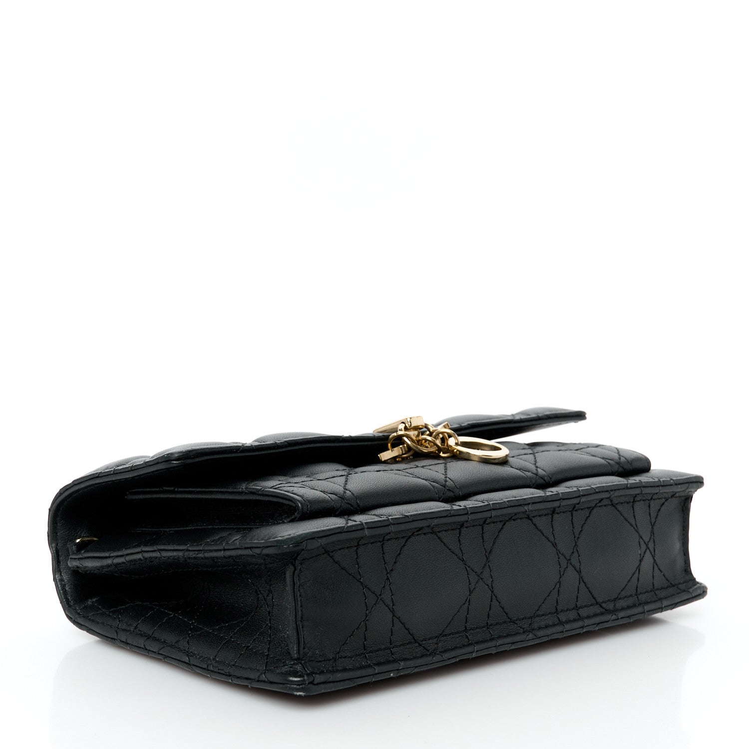 Christian Dior Lambskin Cannage Lady Dior Chain Pouch Black 3 of 9