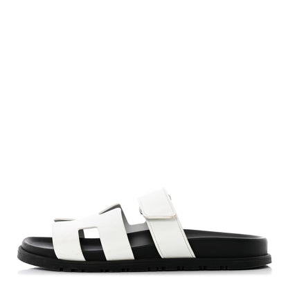 Hermes Calfskin Womens Chypre Sandals 37.5 White 1 of 23