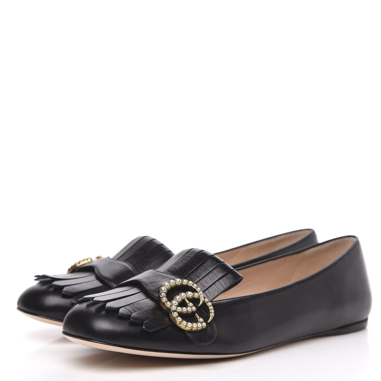 Malaga Kid GG Pearl Marmont Fringe Flats 39.5 Black