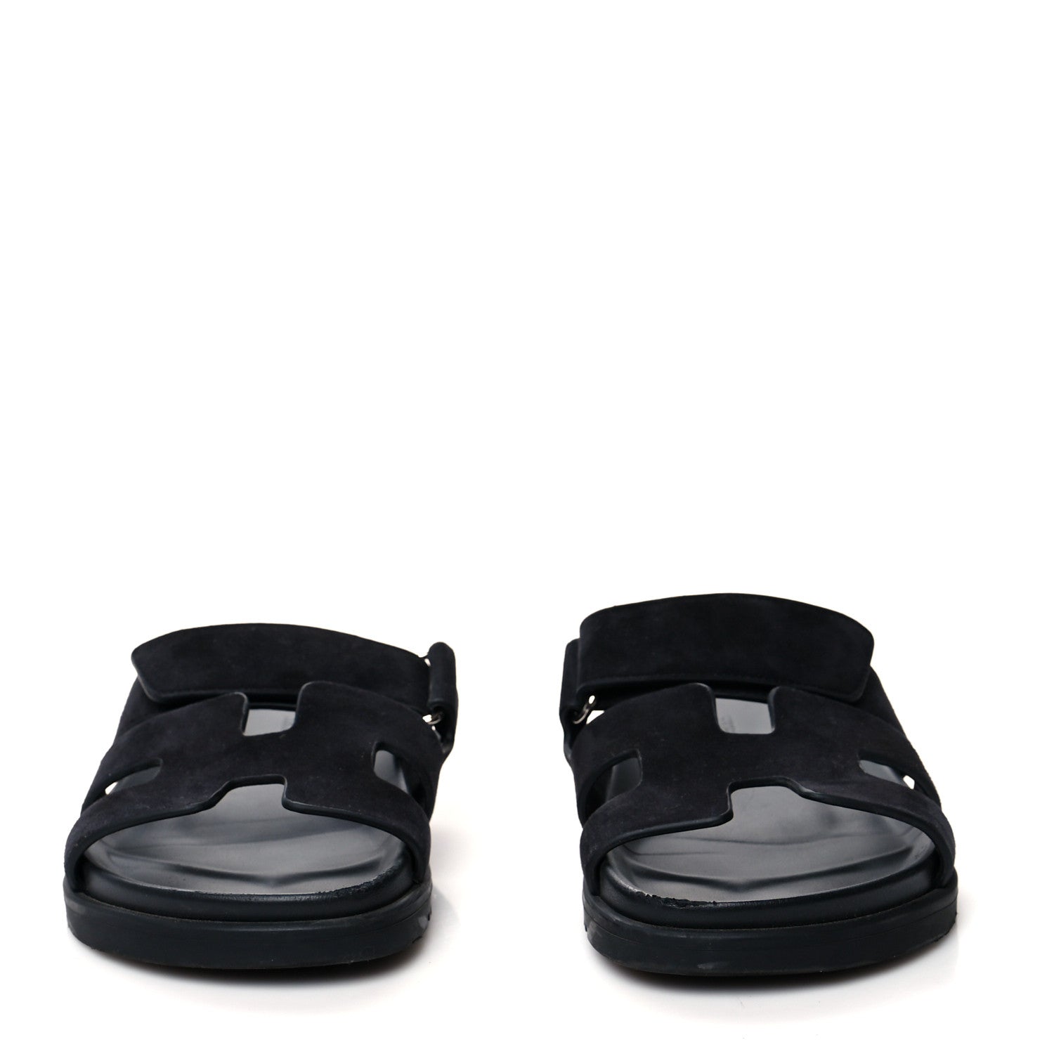 Hermes Suede Goatskin Womens Chypre Sandals 35 Black 2 of 10