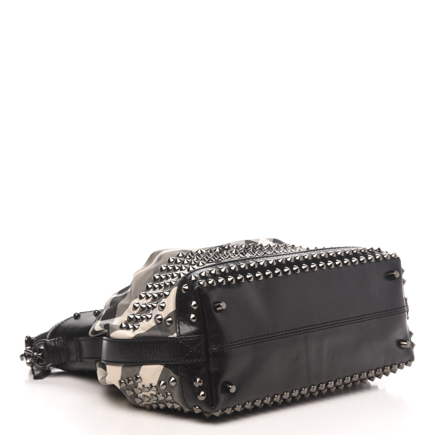 Burberry Nylon Beat Check Studded Hobo Black 4 of 11