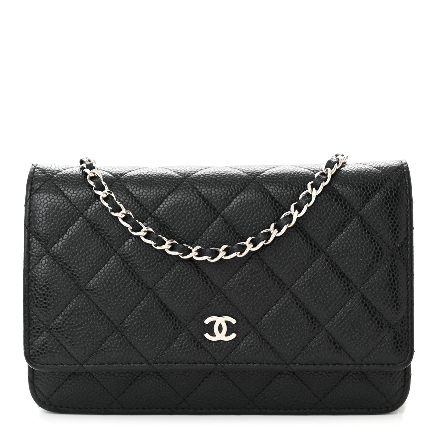 Caviar Quilted Wallet on Chain WOC Black