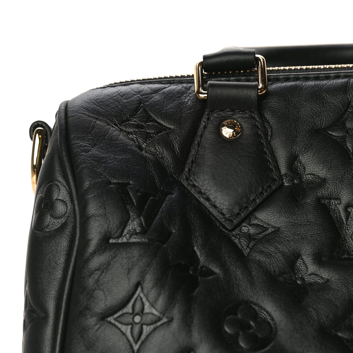 Lambskin Embossed Monogram Speedy 22 Bandouliere Black