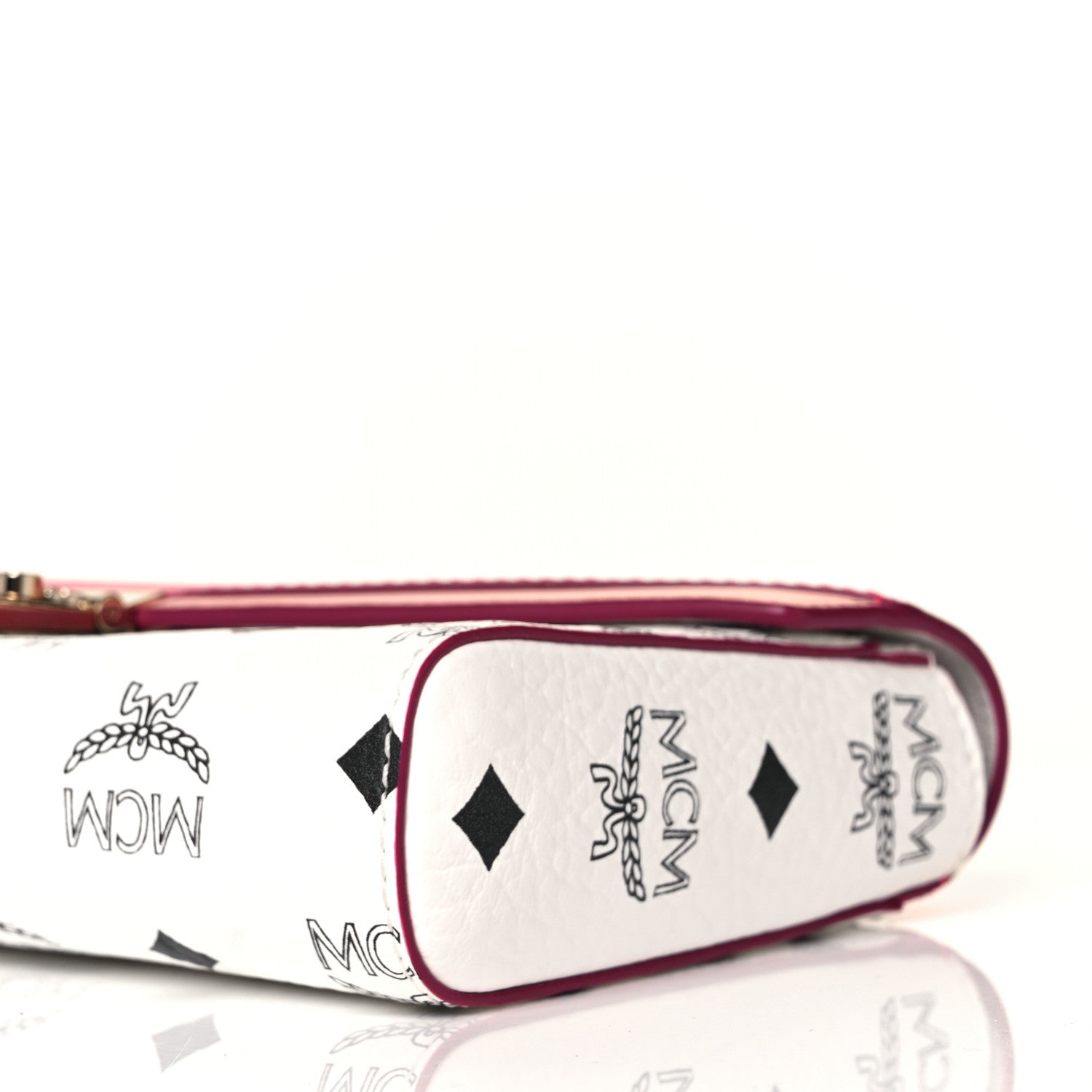 MCM Calfskin Visetos Monogram Medium Millie Color Block Crossbody Bag White Mood 7 of 7