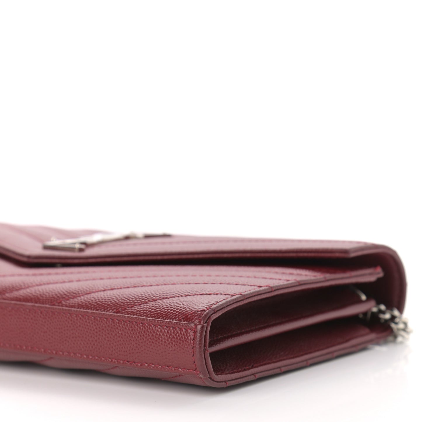Grain De Poudre Matelasse Chevron Monogram Chain Wallet Palissandre