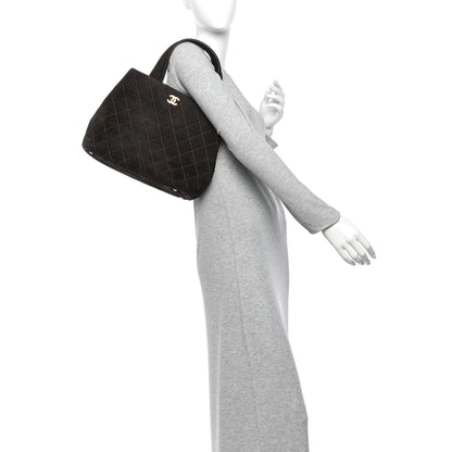 Chanel Suede Quilted Shopping Tote Brown 2 of 14
