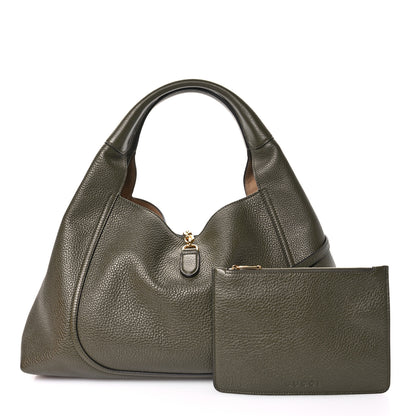 Gucci Grained Calfskin Softbit Maxi Shoulder Bag Forest Green 3 of 11