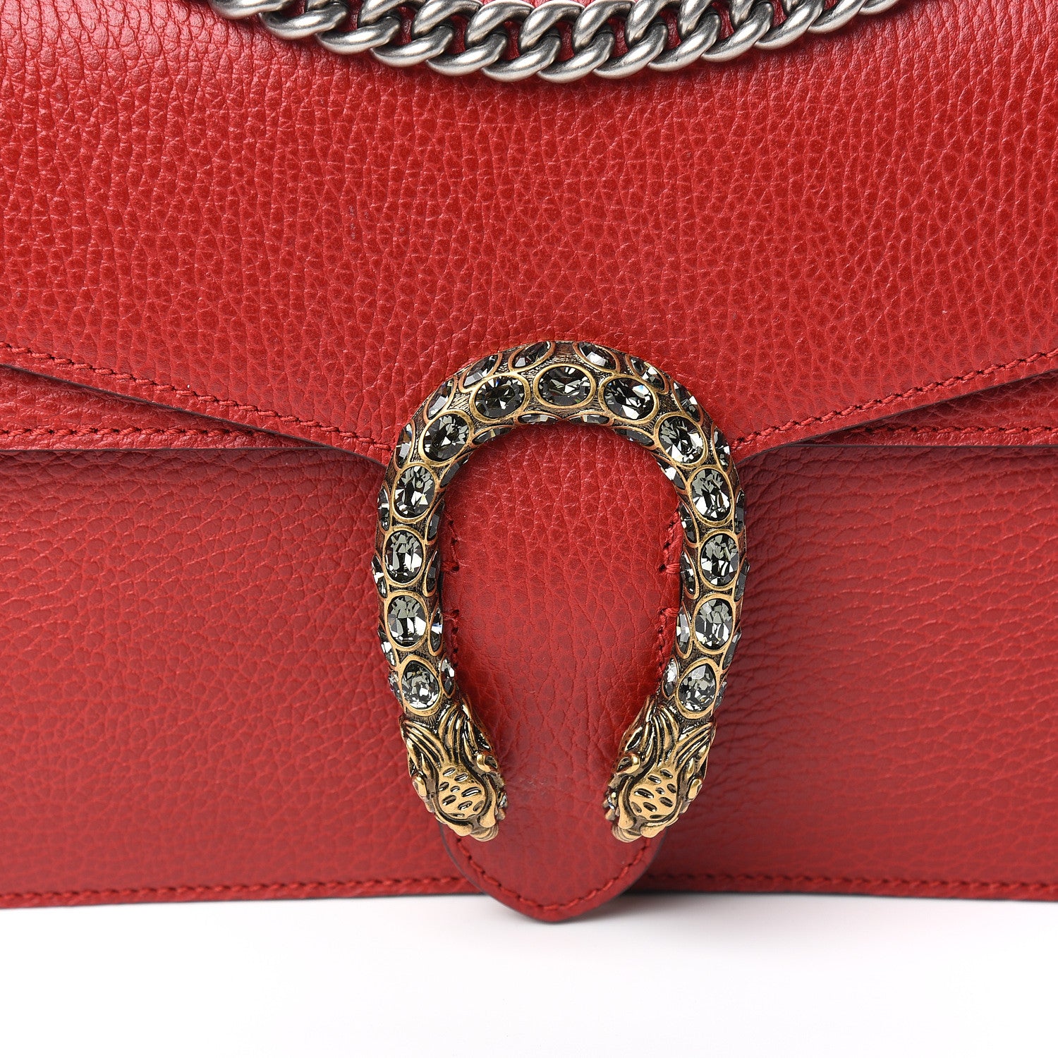Gucci Dollar Calfskin Swarovski Crystal Small Dionysus Shoulder Bag Hibiscus Red 10 of 10